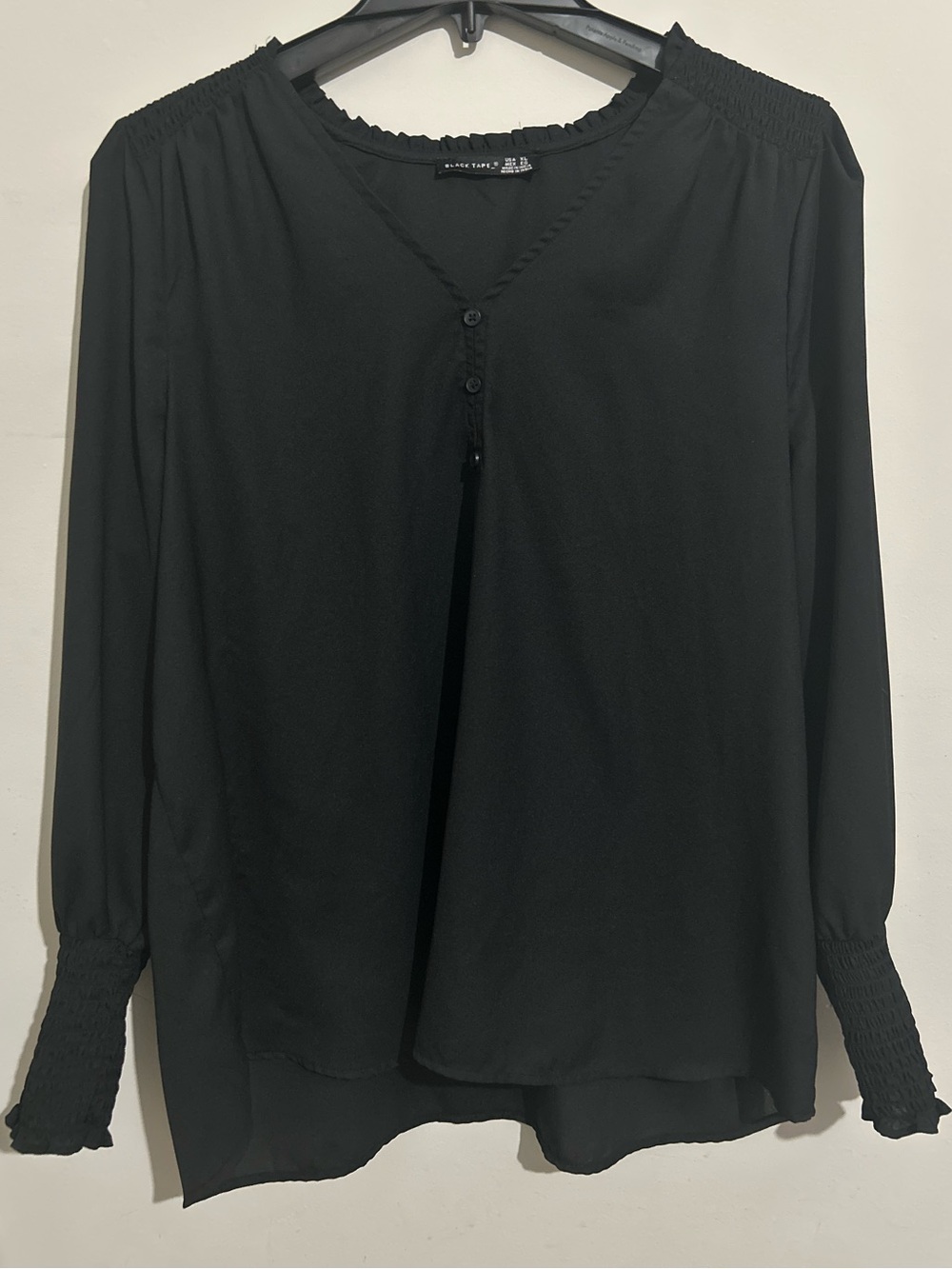 Black Tape_ Long-Sleeve Blouse, Size XL